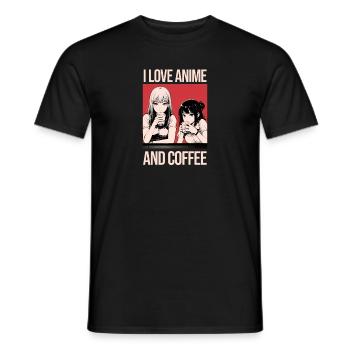 Ich liebe Anime und Kaffee - Manga Stil. - Männer T-Shirt - Schwarz - Vorne - AI Model Male 178 light (178cm)