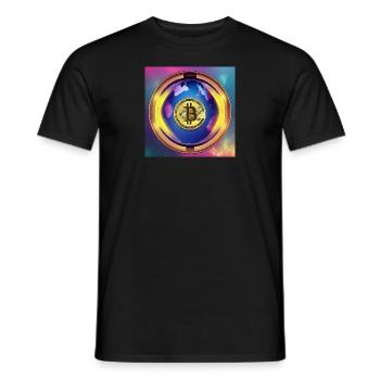 Bitcoin with Planet Earth - Square variant - Men's T-Shirt - black - Front - AI Model Male 178 light (178cm)
