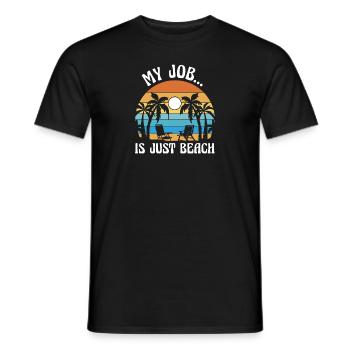 Mein Job ist nur Strand - Mon travail n’est que plage - T-shirt homme - noir - Devant - AI Model Male 178 light (178cm)