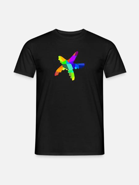 Starfish Diver Rainbow Animals Polygon - Men's T-Shirt - black