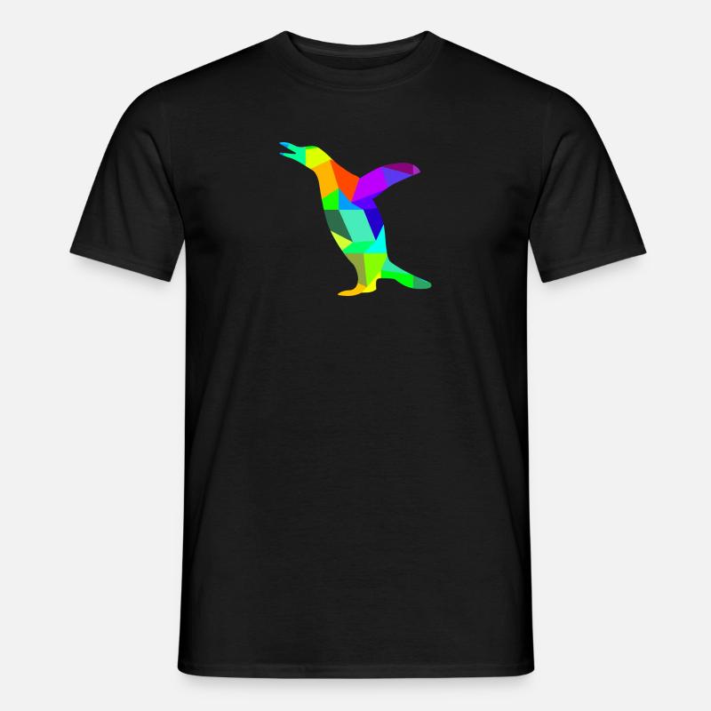 Pinguin Regenbogen Tiere Polygon - Männer T-Shirt - Schwarz