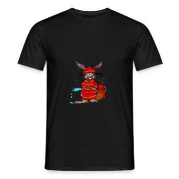 Paul the Rabbit as a firefighter - Men's T-Shirt - black - Front - AI Model Male 178 light (178cm)