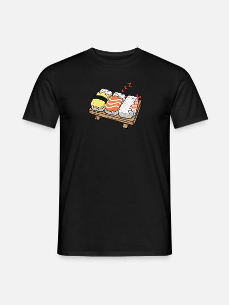 Sushi Rollen schlafen süßes japanisches Motiv Cool - Männer T-Shirt - Schwarz