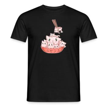 Ramen Kawaii Katze Anime Otaku Japanische Nudeln - Männer T-Shirt - Schwarz - Vorne - AI Model Male 178 light (178cm)