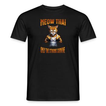 Mixed Martial Arts I Muay Thai Cat I Meow Thai I - Men's T-Shirt - black - Front - AI Model Male 178 light (178cm)