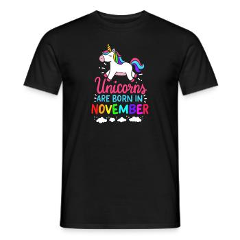 Unicorns Are Born In November Birth Month - Men's T-Shirt - black - Front - AI Model Male 178 light (178cm)