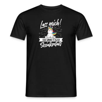 Lass mich unnötiger Sozialkontakt Einhorn Humor - Männer T-Shirt - Schwarz - Vorne - AI Model Male 178 light (178cm)
