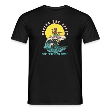 Riding The Crest Of The Wave Cool Retro Surfer - Men's T-Shirt - black - Front - AI Model Male 178 light (178cm)