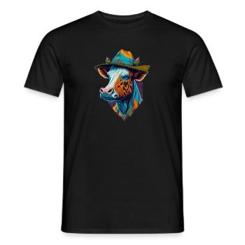 Bunte Kuh mit Hut Lustige Kühe Farmer Bauer - Männer T-Shirt - Schwarz - Vorne - AI Model Male 178 light (178cm)