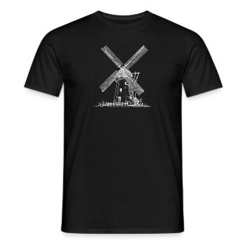 Windmill Historical Holland Hand Drawn - Men's T-Shirt - black - Front - AI Model Male 178 light (178cm)
