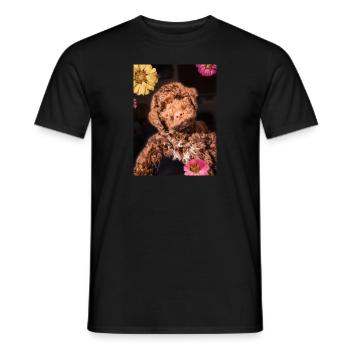 Lagotto Puppy with flowers - Männer T-Shirt - Schwarz - Vorne - AI Model Male 178 light (178cm)
