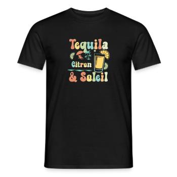 Tequila, citron et soleil - T-shirt homme - noir - Devant - AI Model Male 178 light (178cm)