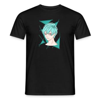 manga Boy Türkis cool mangastyle Anime Comic toon - Männer T-Shirt - Schwarz - Vorne - AI Model Male 178 light (178cm)