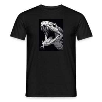 Fanged – Black & White Rattlesnake Artwork - Männer T-Shirt - Schwarz - Vorne - AI Model Male 178 light (178cm)