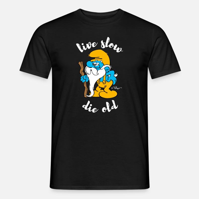Die Schlümpfe Opa Schlumpf Lustiger Spruch - Männer T-Shirt - Schwarz