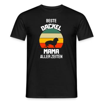 Beste Hunde Mama Hundeliebhaber Retro Dackel - Männer T-Shirt - Schwarz - Vorne - AI Model Male 178 light (178cm)