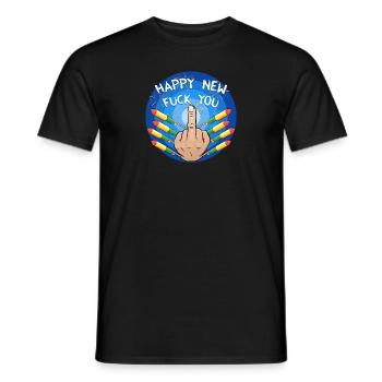 Happy New Fuck You - Men's T-Shirt - black - Front - AI Model Male 178 light (178cm)