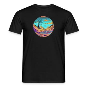 Psychedelic Valley Sunrise - Men's T-Shirt - black - Front - AI Model Male 178 light (178cm)