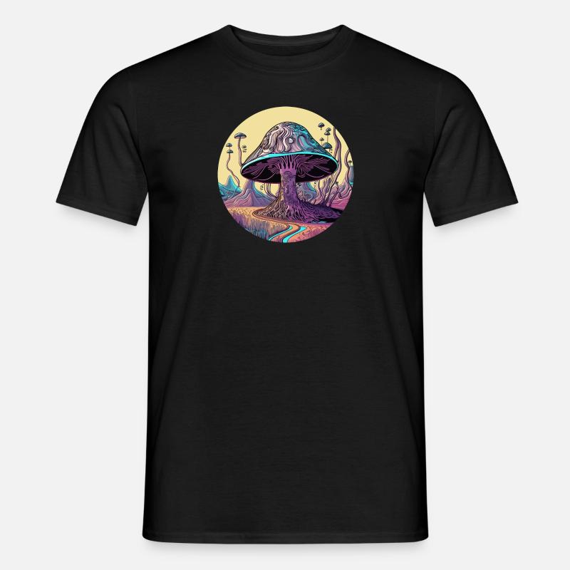 Psychedelisches Pilzbaumtal - Männer T-Shirt - Schwarz