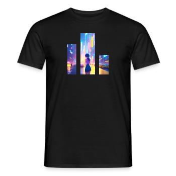 Mädchen in der Stadt - Männer T-Shirt - Schwarz - Vorne - AI Model Male 178 light (178cm)