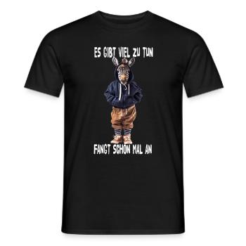 There's a lot to do, let's start - Men's T-Shirt - black - Front - AI Model Male 178 light (178cm)