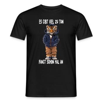 There's a lot to do, let's start - Men's T-Shirt - black - Front - AI Model Male 178 light (178cm)