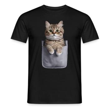 Ragdoll-Katze in der Tasche Geschenk - Männer T-Shirt - Schwarz - Vorne - AI Model Male 178 light (178cm)