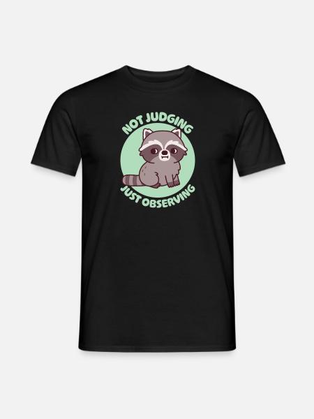Söt tvättbjörn sidoöga som inte dömer bara observerar - T-shirt herr - svart