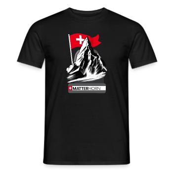 Matterhorn with Swiss flag – Bergdesign Cool - Men's T-Shirt - black - Front - AI Model Male 178 light (178cm)