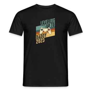 Niveau jusqu’à Père 2023 - Grossesse Bébé - T-shirt homme - noir - Devant - AI Model Male 178 light (178cm)