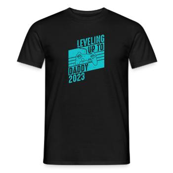 Niveau jusqu’à Père 2023 - Grossesse Bébé - T-shirt homme - noir - Devant - AI Model Male 178 light (178cm)