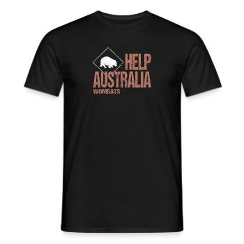 HELP AUSTRALIA WOMBATS - Men's T-Shirt - black - Front - AI Model Male 178 light (178cm)