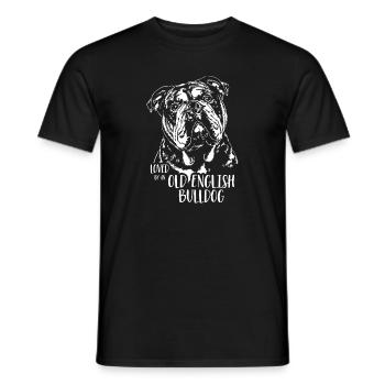 Loved by an Old English Bulldog OEB Hundespruch - Männer T-Shirt - Schwarz - Vorne - AI Model Male 178 light (178cm)