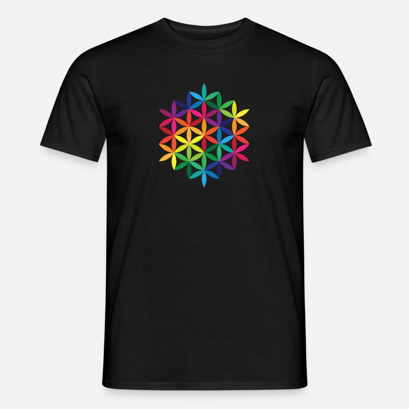 Regenbogenblume des Lebens 2 - Männer T-Shirt - Schwarz