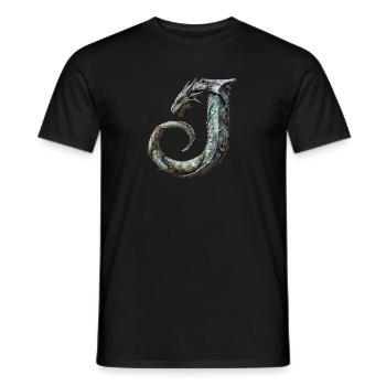 Letter "J" in dragon design. - Men's T-Shirt - black - Front - AI Model Male 178 light (178cm)