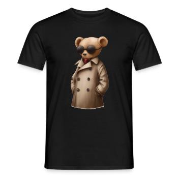Ours en peluche avec lunettes de soleil et costume - T-shirt homme - noir - Devant - AI Model Male 178 light (178cm)