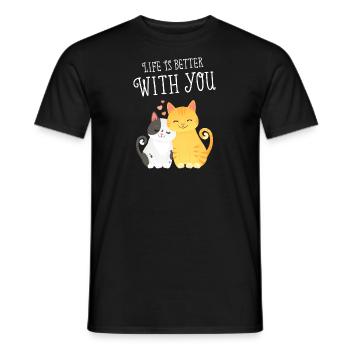 Life Is Better With You - Cat Couple Valentine's - Men's T-Shirt - black - Front - AI Model Male 178 light (178cm)