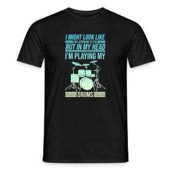 Batteur Batteur T-Shirt Batterie Tambour - T-shirt homme - noir - Devant - AI Model Male 178 light (178cm)