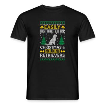 Easily Distracted Golden By Retriever Ugly Sweater - Männer T-Shirt - Schwarz - Vorne - AI Model Male 178 light (178cm)