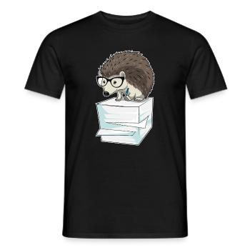Igel Sekretärin Papierstapel Büro - Männer T-Shirt - Schwarz - Vorne - AI Model Male 178 light (178cm)