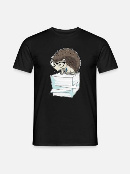 Hedgehog Secretary Paper Stack Office - Men's T-Shirt - black