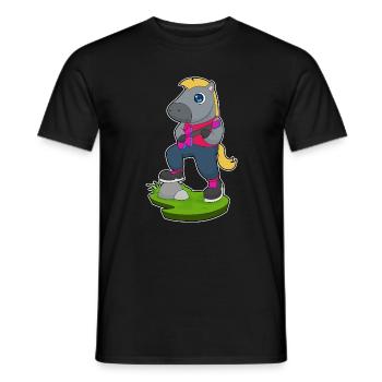 Pferd Musiker Gitarre Musik - Männer T-Shirt - Schwarz - Vorne - AI Model Male 178 light (178cm)