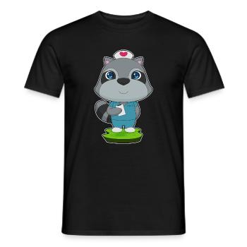 Waschbär Krankenschwester  - Männer T-Shirt - Schwarz - Vorne - AI Model Male 178 light (178cm)
