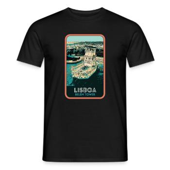 Tour of Belém in Portugal: Marine View - Men's T-Shirt - black - Front - AI Model Male 178 light (178cm)
