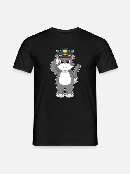 Cat, Policeman, Police - Men's T-Shirt - black
