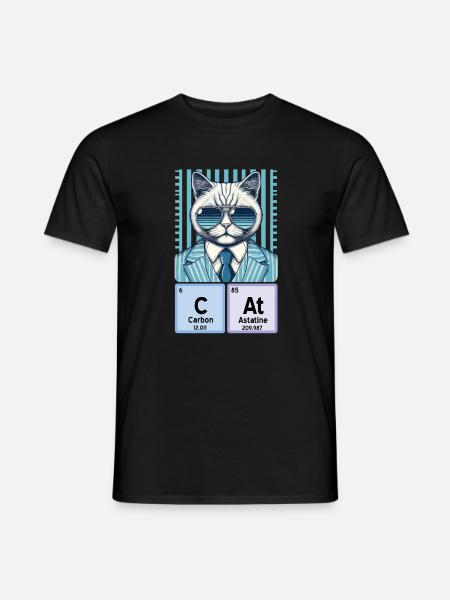 Chemie-Katze: Der coole Katalysator - Männer T-Shirt - Schwarz
