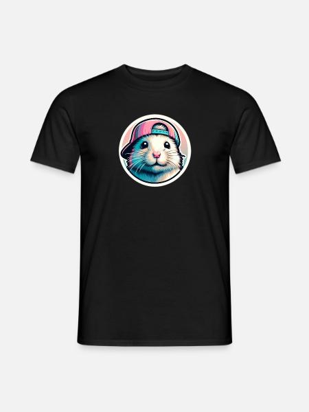 Hamster with cap in pastel - Men's T-Shirt - black