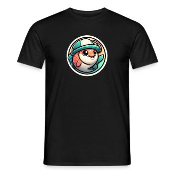 Fish with Fisherman's Hat - Men's T-Shirt - black - Front - AI Model Male 178 light (178cm)