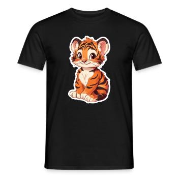 Süsser Tiger – Lustige Geschenkidee für Kinder - Männer T-Shirt - Schwarz - Vorne - AI Model Male 178 light (178cm)