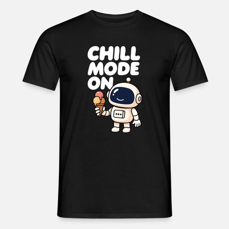 Weltraumroboter mit Eiscreme - Männer T-Shirt - Schwarz
